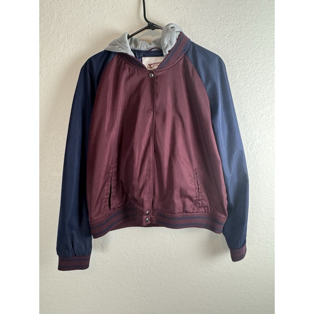 The Arizona Jean Co. Men's XL Hooded Varsity Bomber Jacket - Burgundy/Navy/Grey